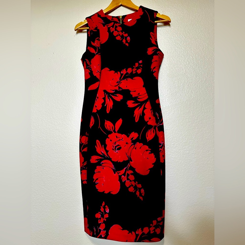 Elegant Red Floral Dress